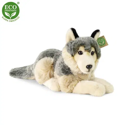 RAPPA - Plyšový vlk ležiaci 30 cm ECO-FRIENDLY