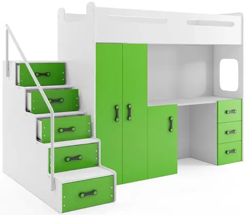 BMS Detská poschodová posteľ  so stolíkom MAX 4 Farba: Zelená