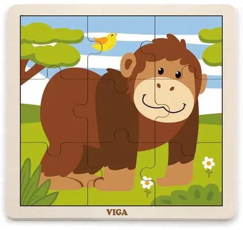 VIGA - Drevené puzzle opica 9ks