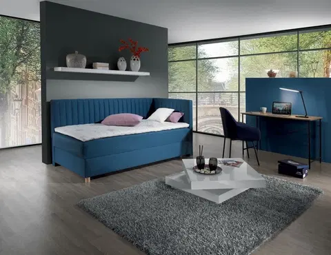 New Design  Čalúnená posteľ NOVO s čelami | pravý variant + topper Rozmer.: 80 x 200 cm