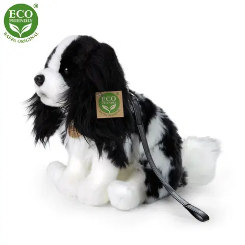 RAPPA - Plyšový pes Kavalier s vodítkom 27 cm ECO-FRIENDLY