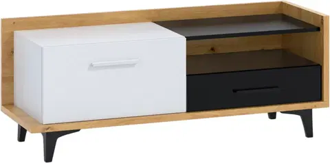 ARTBm TV stolík BOX-08 Farba: dub artisan / biela / čierna
