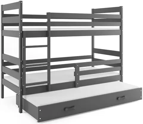 BMS Detská poschodová posteľ ERYK 3 s prístelkou | sivá Farba: Sivá / sivá, Rozmer.: 200 x 90 cm