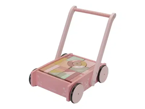 LITTLE DUTCH - Vozíček s kockami Pink Flowers