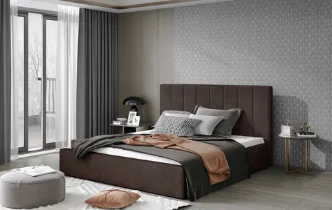 ArtElta Manželská posteľ AUDREY s úložným priestorom | 180 x 200 cm Farba: Hnedá / Dora 28