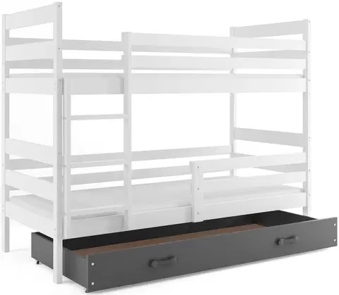 BMS Detská poschodová posteľ ERYK | biela Farba: biela / sivá, Rozmer.: 200 x 90 cm