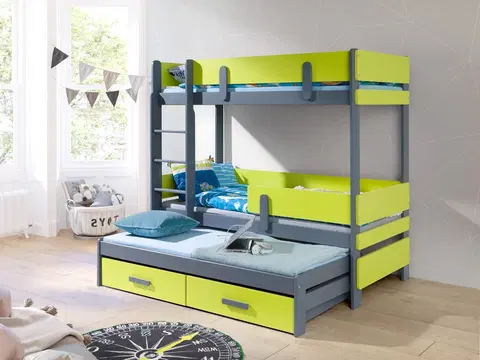ArtBed Detská poschodová posteľ s prístelkou ETTORE III Prevedenie: Morenie - Farba