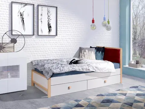 ArtBed Detská posteľ ZARA | 90 x 200 cm Farba: Bordové čelo - Quartz 202