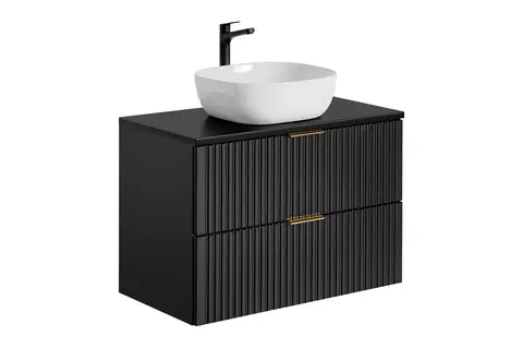 ArtCom Kúpeľňová skrinka s umývadlom a doskou ADEL Black DU80/1 | 80 cm