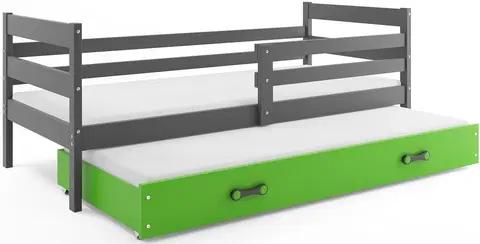 BMS Detská posteľ s prístelkou ERYK 2 | sivá Farba: Sivá / zelená, Rozmer.: 200 x 90 cm