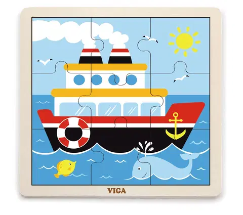 VIGA - Drevené puzzle loď 9ks