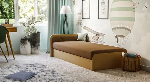 ArtElta Jednolôžková posteľ PARYS hnedá | 80 x 190 cm Farba: Alova 67, Prevedenie: ľavé