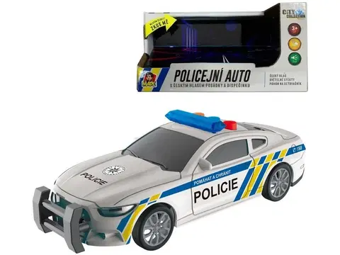 MADE - Policajné auto na zotrvačník, 17 cm, svetlo, zvuk (čeština), na batérie