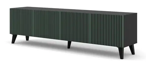 ARTBm TV stolík RAVENNA F 4D 200  | čierna matná / zelená Prevedenie: Čierny mat / zelená / čierne plastové nohy