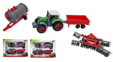EURO-TRADE - Traktor s prívesom My Farm 1:72, Mix produktov