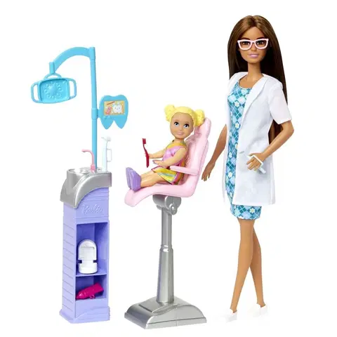 MATTEL - Barbie povolnie herný set s bábikou - zubárka hnedovláska
