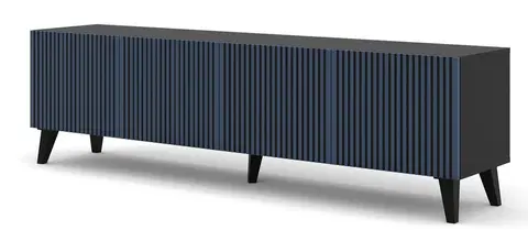 ARTBm TV stolík RAVENNA F 4D 200  | čierna matná / modrá Prevedenie: Čierny mat / modrá / čierne plastové nohy
