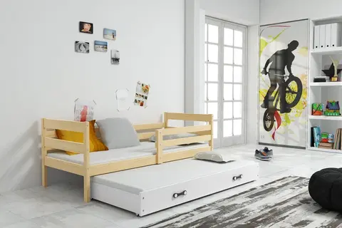 BMS Detská posteľ s prístelkou ERYK 2 | borovica Farba: Borovica / biela, Rozmer.: 200 x 90 cm
