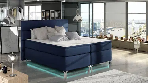 ArtElta Manželská posteľ AMADEO Boxspring s LED osvetlením | 160 x 200 cm Farba: BAO 18 - Ontario 81