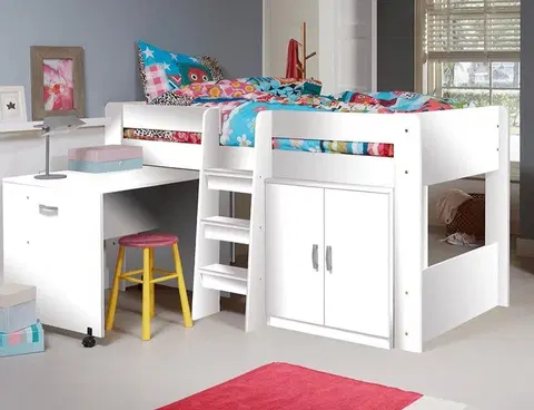 ArtFMbra Detská poschodová posteľ so stolíkom FUNNY Farba: Biela