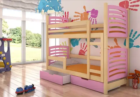 ArtAdrk Detská poschodová posteľ OSUNA Farba: Borovica / ružová