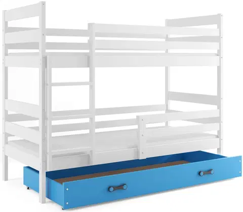 BMS Detská poschodová posteľ ERYK | biela Farba: biela / modrá, Rozmer.: 190 x 80 cm