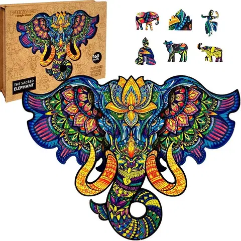 PUZZLER  - Drevené Farebné Puzzle  - Posvätný Slon