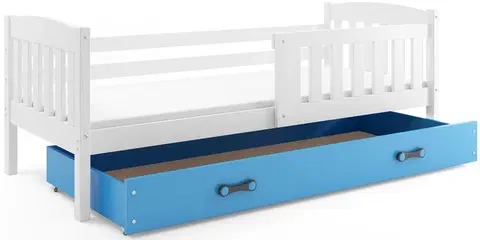 BMS Detská posteľ KUBUŠ 1 s úložným priestorom| biela Farba: biela / modrá, Rozmer.: 190 x 80 cm