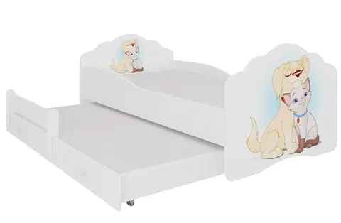 ArtAdrk Detská posteľ CASIMO II | s prístelkou Prevedenie: Psík a mačičkou