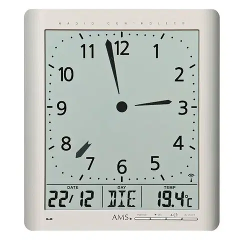 AMS 5898 digitálne nástenné i stolné hodiny, 21 x 24 cm