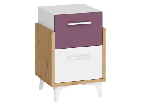 WIP Nočný stolík HEY-19 | 45 Farba: Dub artisan/biela/fialová