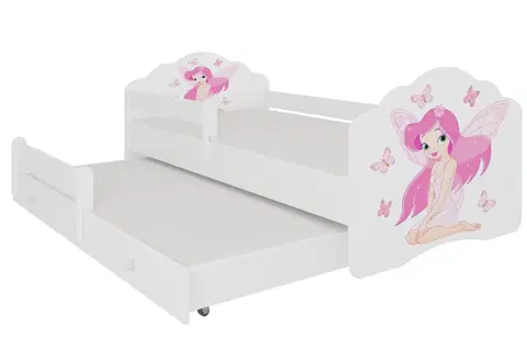 ArtAdrk Detská posteľ CASIMO II | s prístelkou a zábranou Prevedenie: Dievča s krídlami